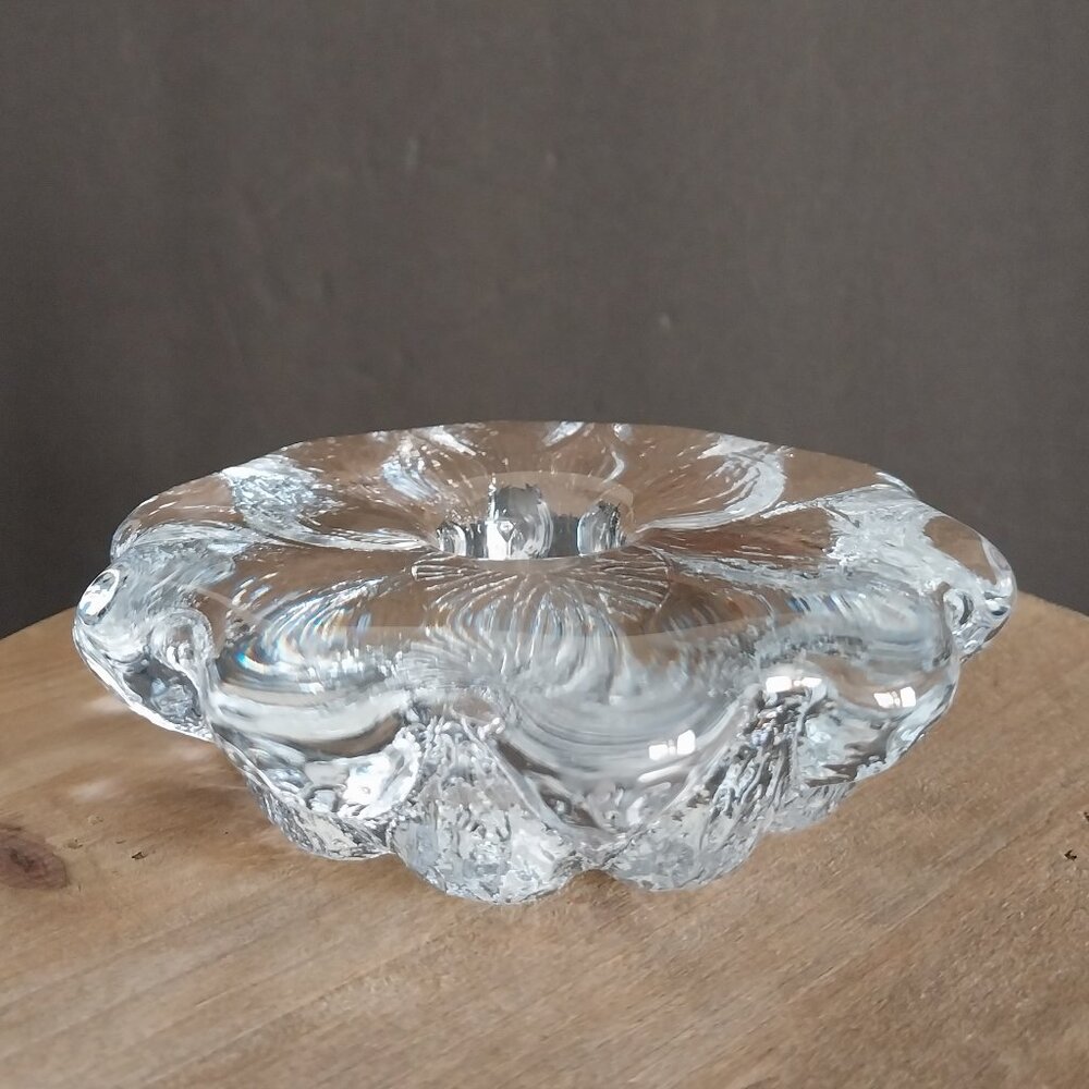 VTG Art Glass Taper Candlestick Holder by Sidse Werner for Holmegaard Isblomst
